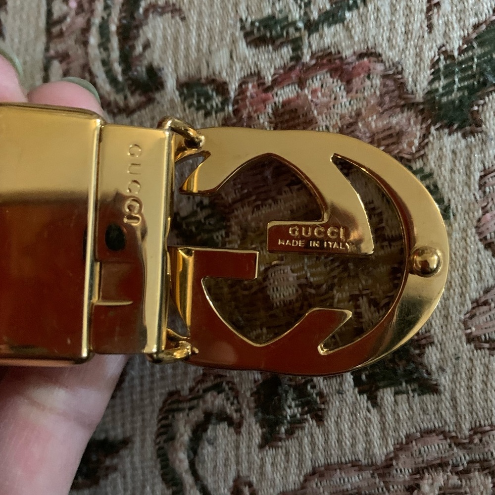 𝓖𝓤𝓤𝓒𝓘 belt with gold hardware - Picture 6 of 14